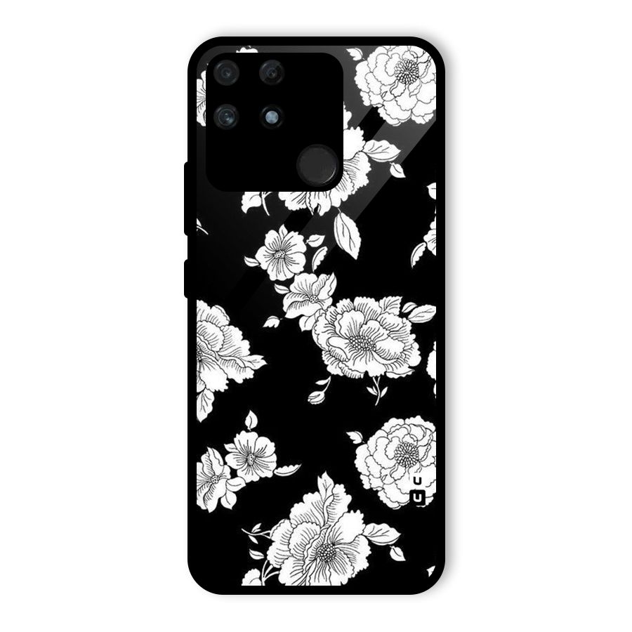 Cool Pattern Flowers Glass Back Case for Realme Narzo 50A