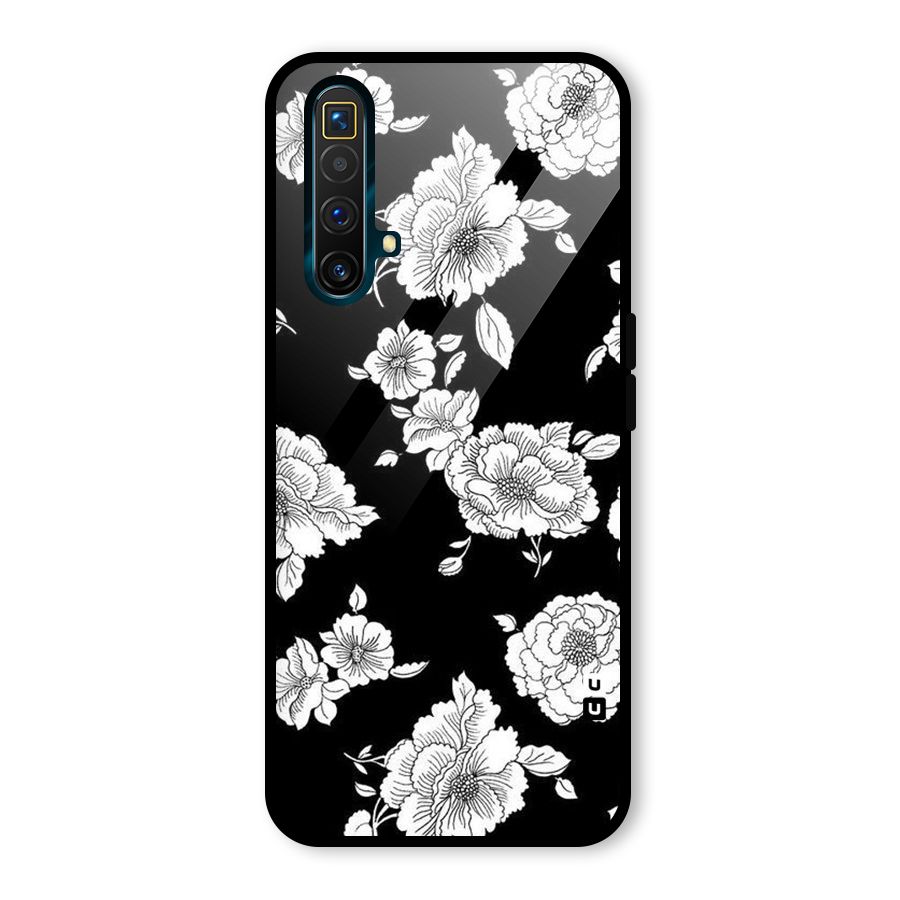 Cool Pattern Flowers Glass Back Case for Realme X3