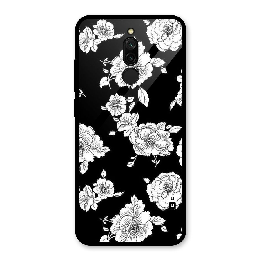Cool Pattern Flowers Glass Back Case for Redmi 8