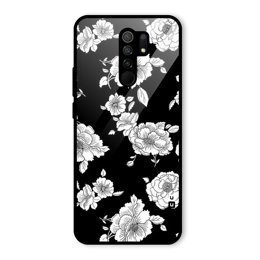 Cool Pattern Flowers Glass Back Case for Redmi 9 Prime