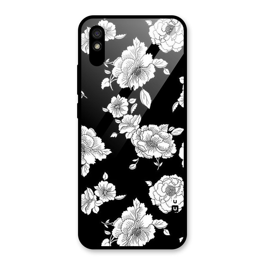 Cool Pattern Flowers Glass Back Case for Redmi 9i