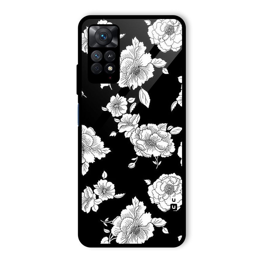 Cool Pattern Flowers Glass Back Case for Redmi Note 11 Pro