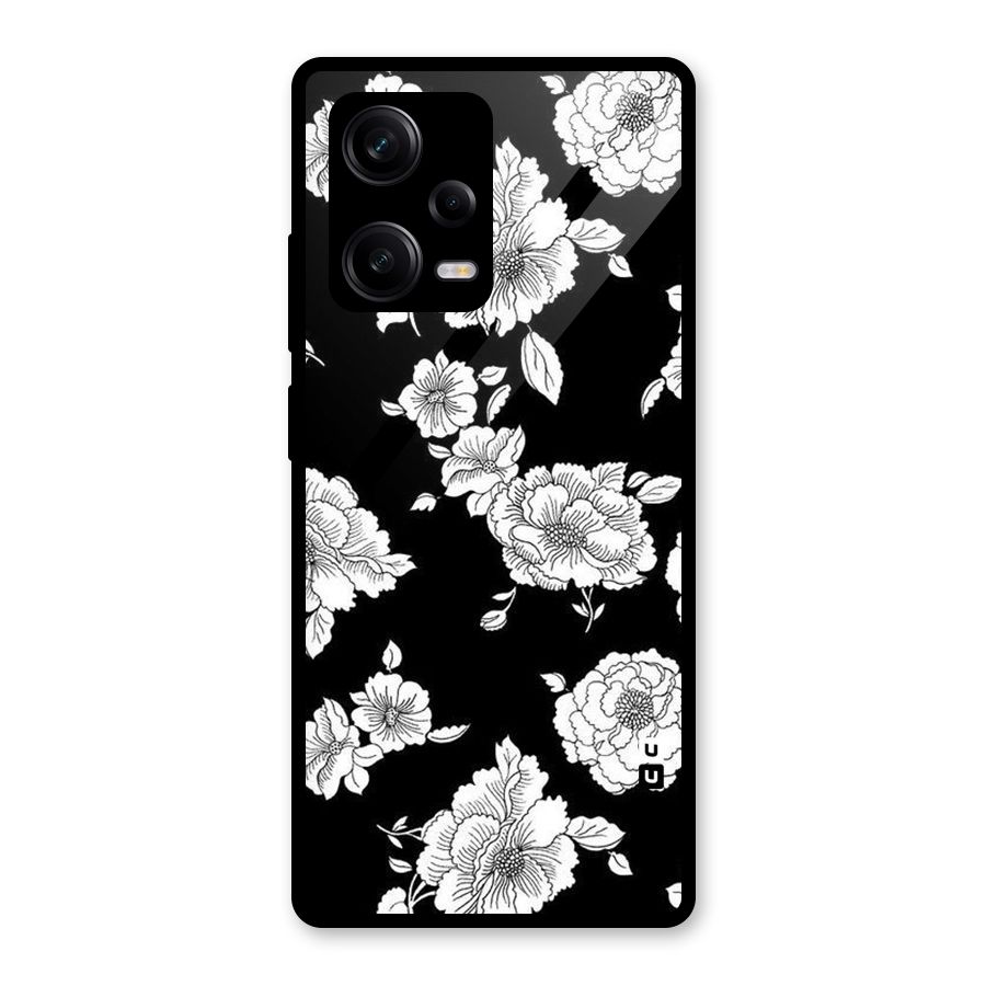 Cool Pattern Flowers Glass Back Case for Redmi Note 12 Pro