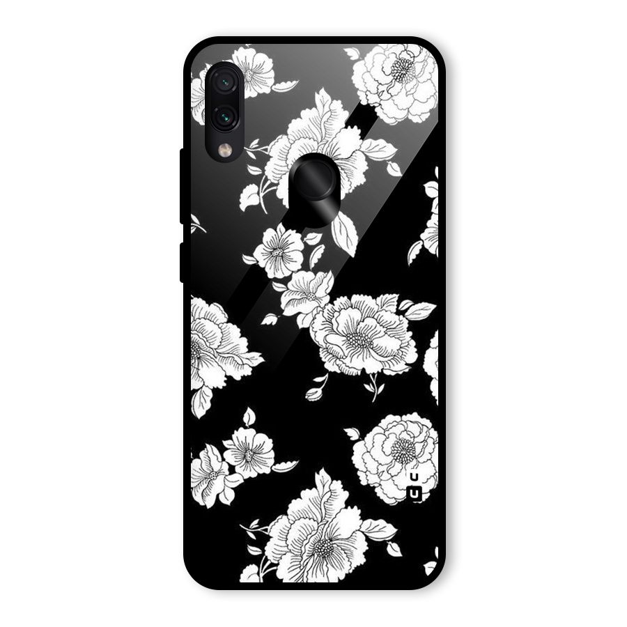 Cool Pattern Flowers Glass Back Case for Redmi Note 7S