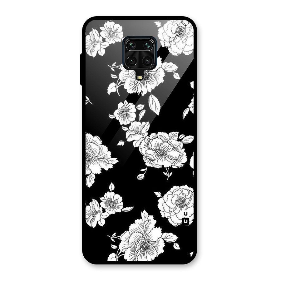 Cool Pattern Flowers Glass Back Case for Redmi Note 9 Pro