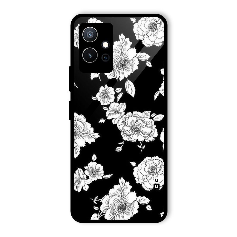 Cool Pattern Flowers Glass Back Case for Vivo T1 5G