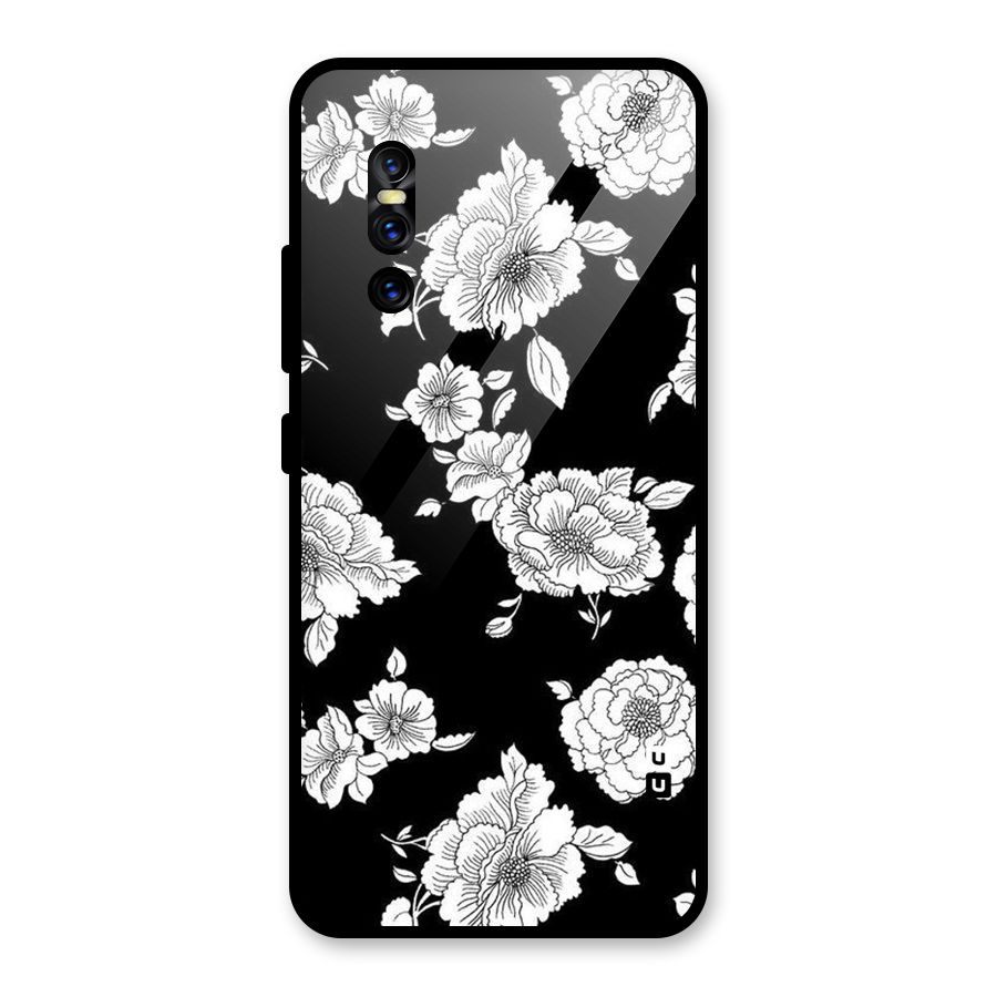 Cool Pattern Flowers Glass Back Case for Vivo V15 Pro