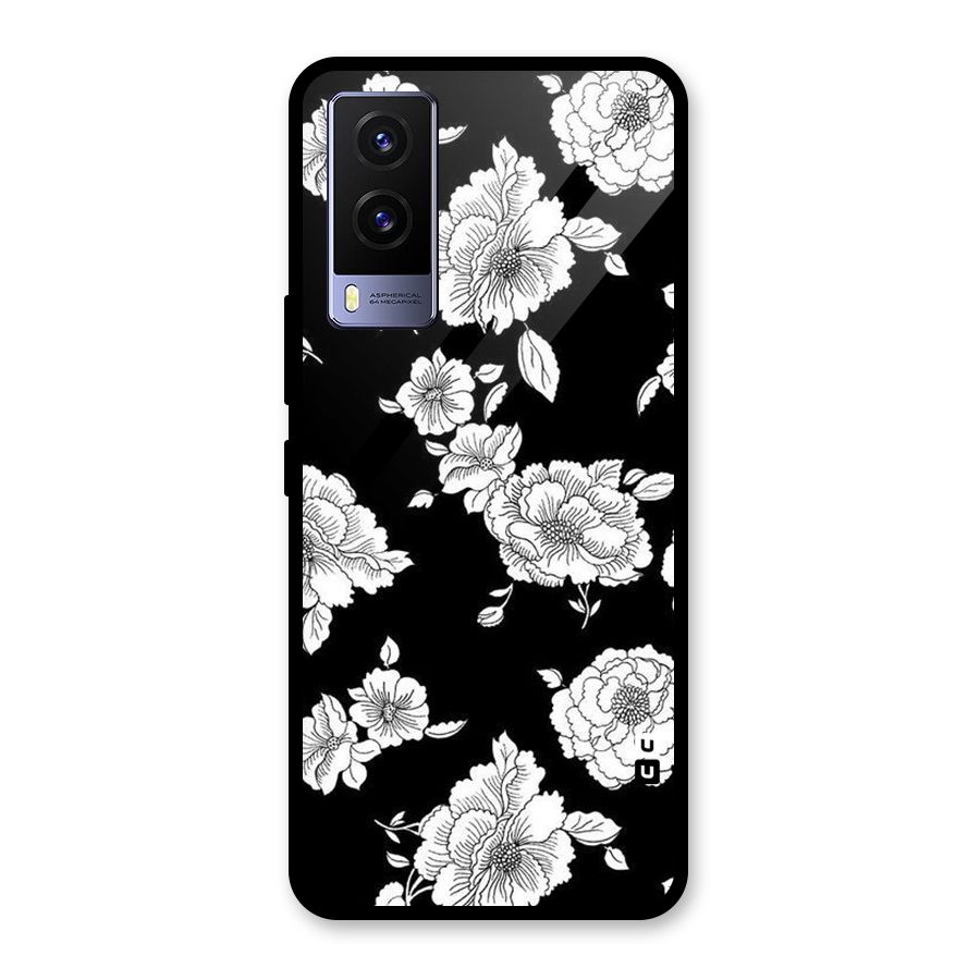 Cool Pattern Flowers Glass Back Case for Vivo V21e 5G