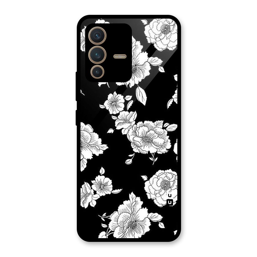Cool Pattern Flowers Glass Back Case for Vivo V23 5G