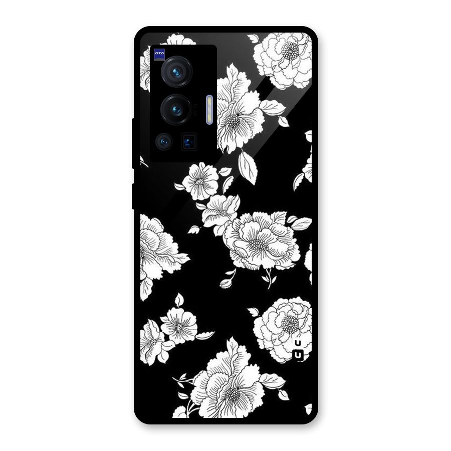 Cool Pattern Flowers Glass Back Case for Vivo X70 Pro