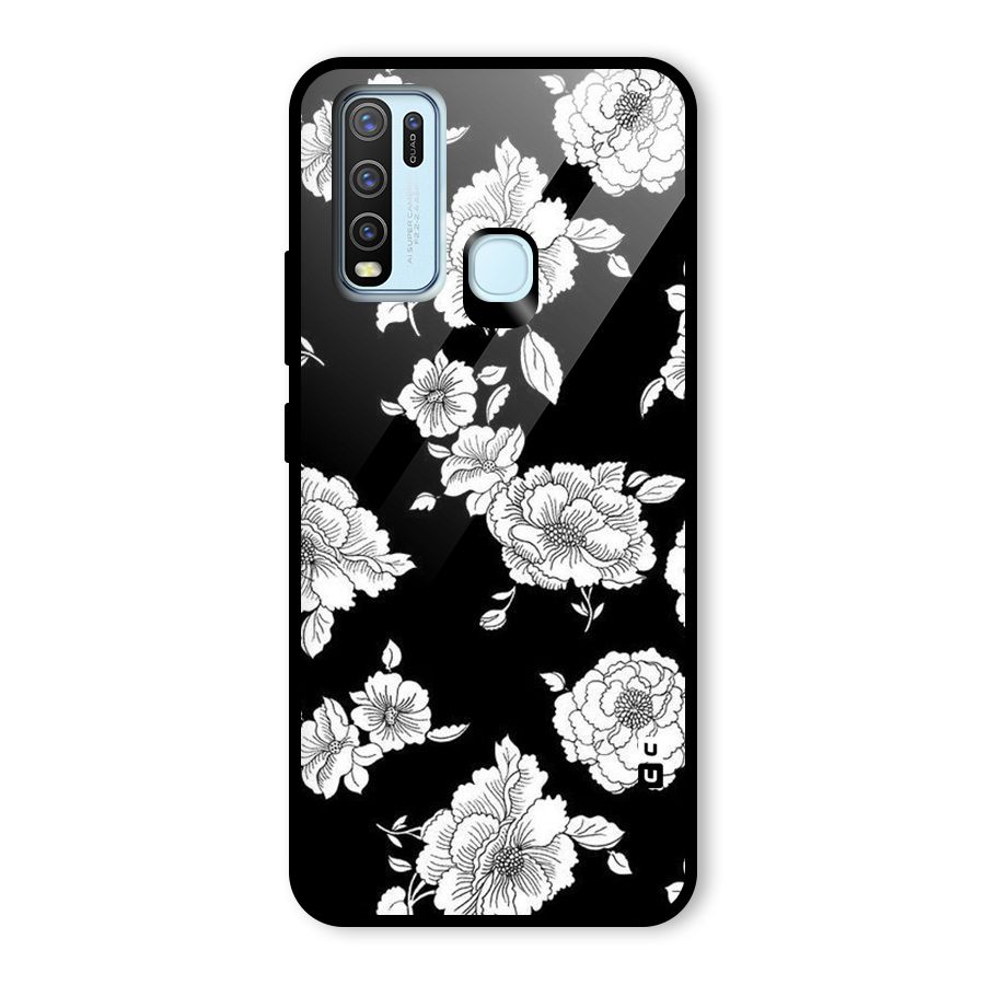 Cool Pattern Flowers Glass Back Case for Vivo Y30