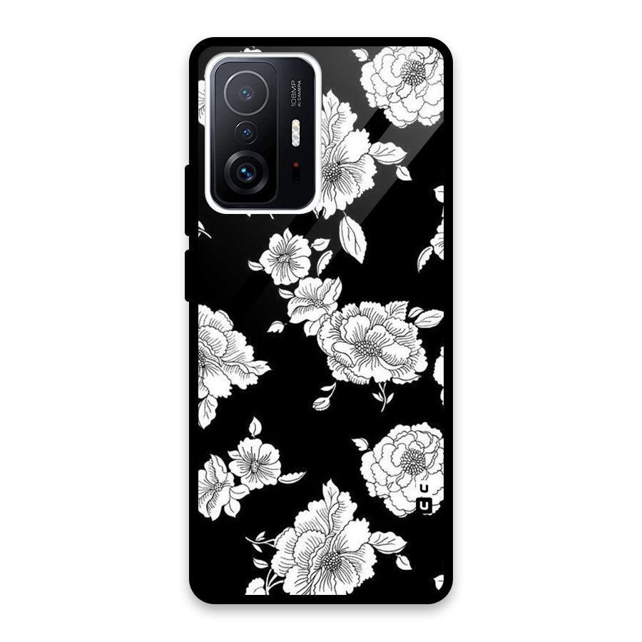 Cool Pattern Flowers Glass Back Case for Xiaomi 11T Pro