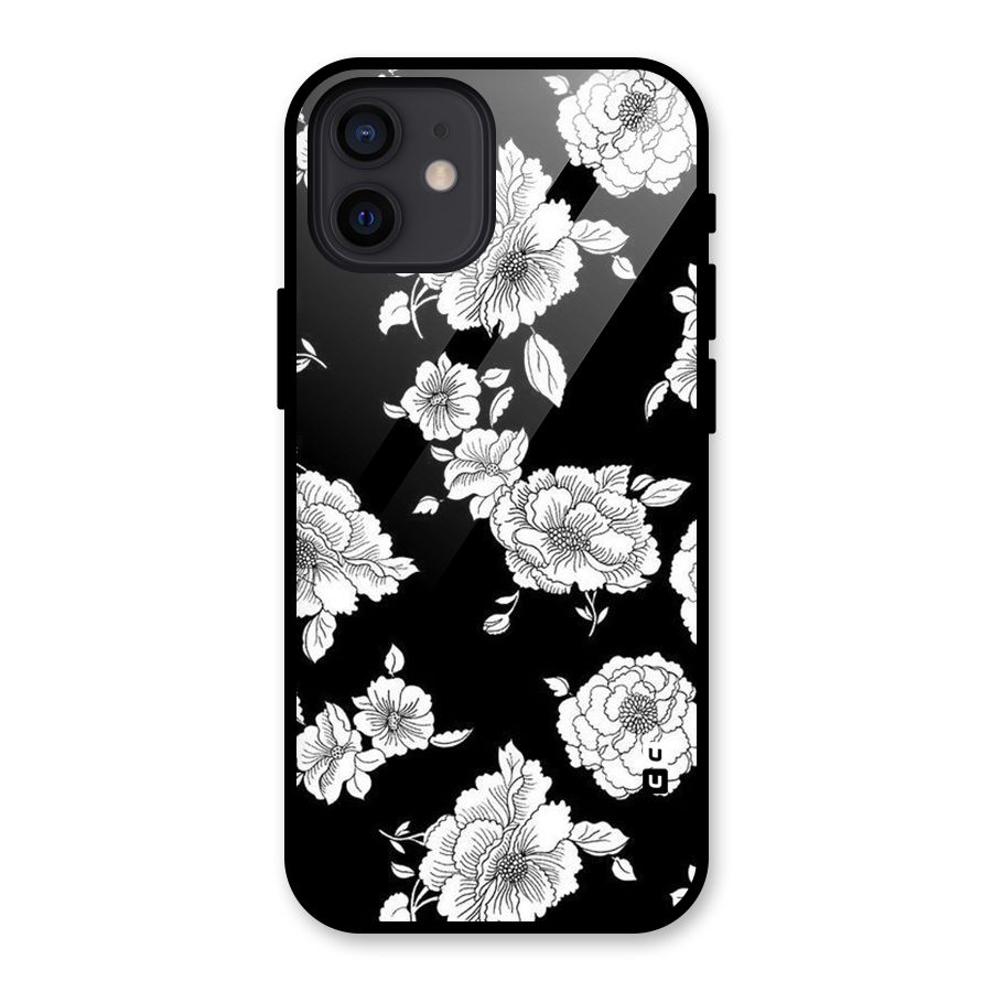 Cool Pattern Flowers Glass Back Case for iPhone 12