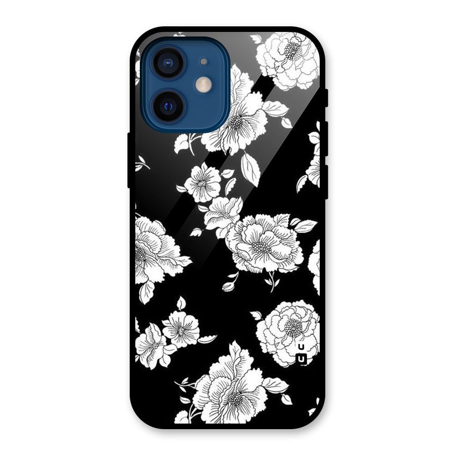 Cool Pattern Flowers Glass Back Case for iPhone 12 Mini