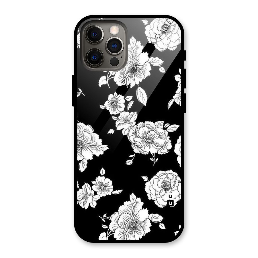 Cool Pattern Flowers Glass Back Case for iPhone 12 Pro