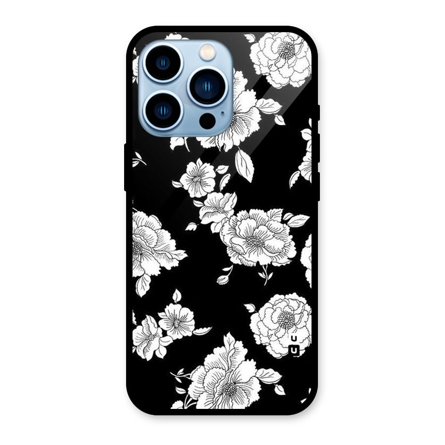 Cool Pattern Flowers Glass Back Case for iPhone 13 Pro