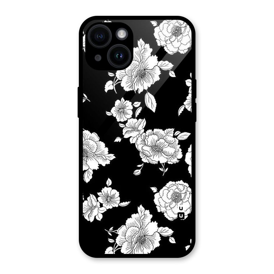Cool Pattern Flowers Glass Back Case for iPhone 14
