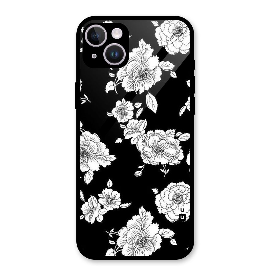 Cool Pattern Flowers Glass Back Case for iPhone 14 Plus