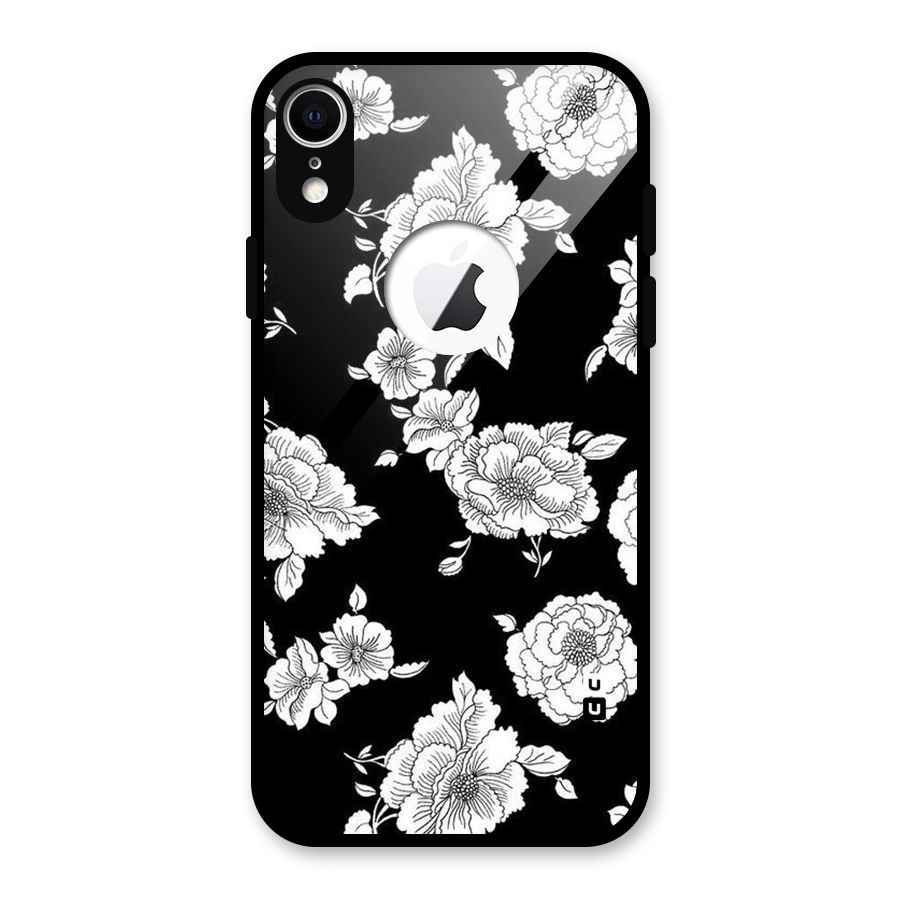Cool Pattern Flowers Glass Back Case for iPhone XR Logo Cut