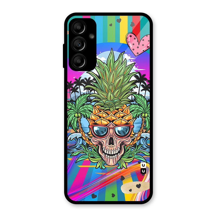Cool Pineapple Skull Glass Back Case for Galaxy A14 5G