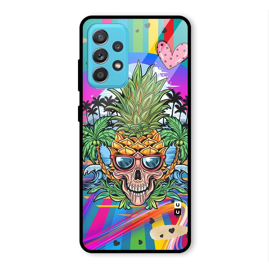 Cool Pineapple Skull Glass Back Case for Galaxy A52s 5G