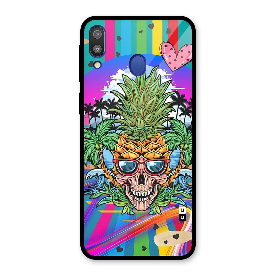Cool Pineapple Skull Glass Back Case for Galaxy M20
