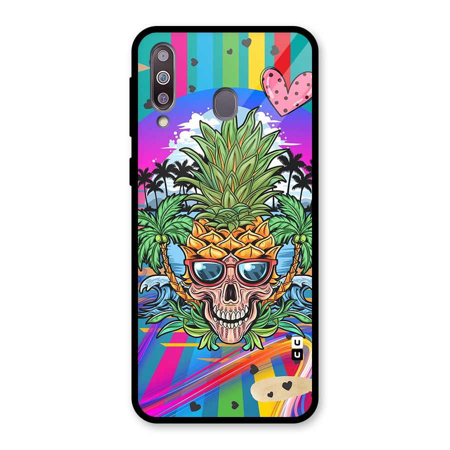 Cool Pineapple Skull Glass Back Case for Galaxy M30