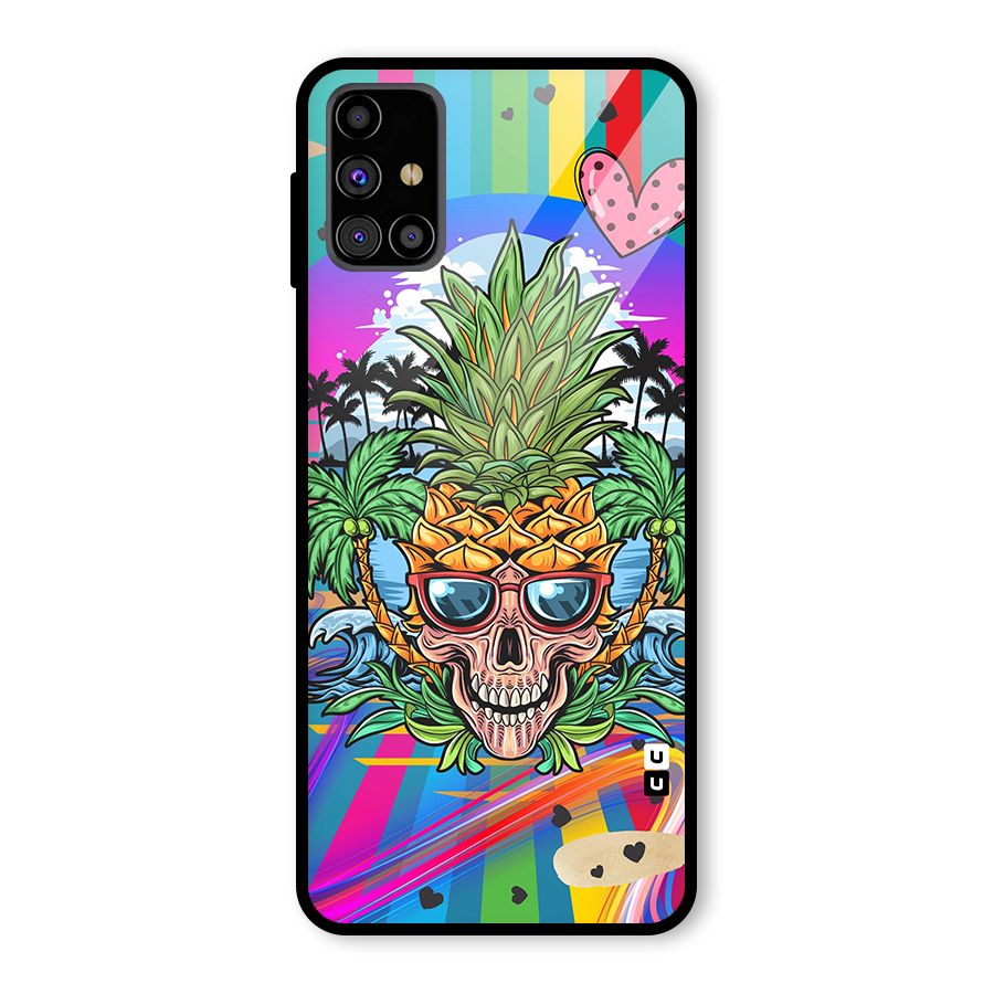 Cool Pineapple Skull Glass Back Case for Galaxy M31s