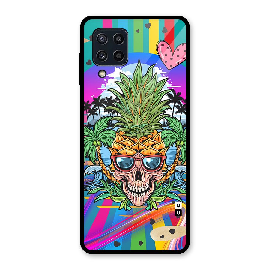Cool Pineapple Skull Glass Back Case for Galaxy M32