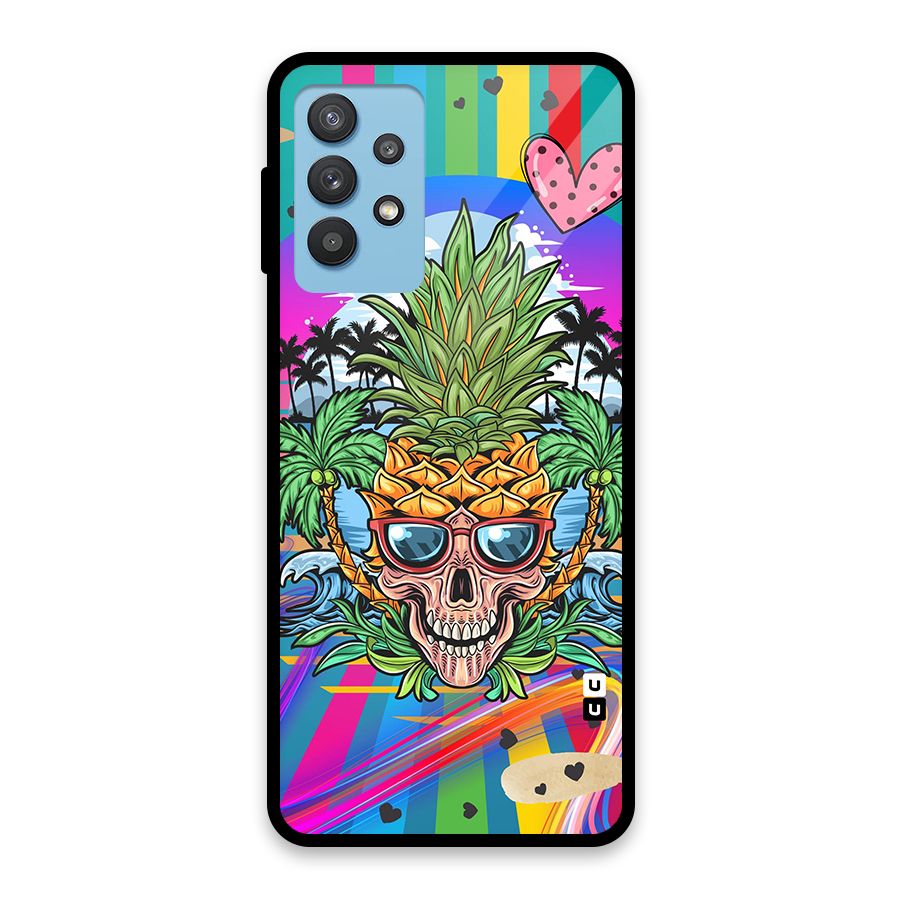Cool Pineapple Skull Glass Back Case for Galaxy M32 5G