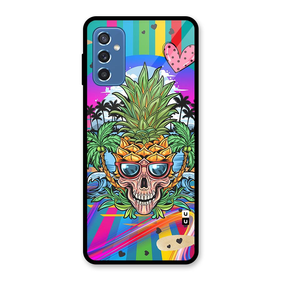 Cool Pineapple Skull Glass Back Case for Galaxy M52 5G