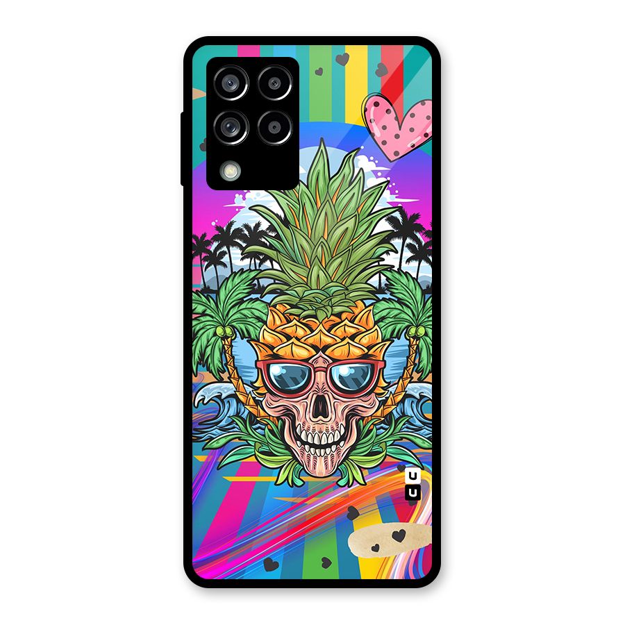 Cool Pineapple Skull Glass Back Case for Galaxy M53 5G