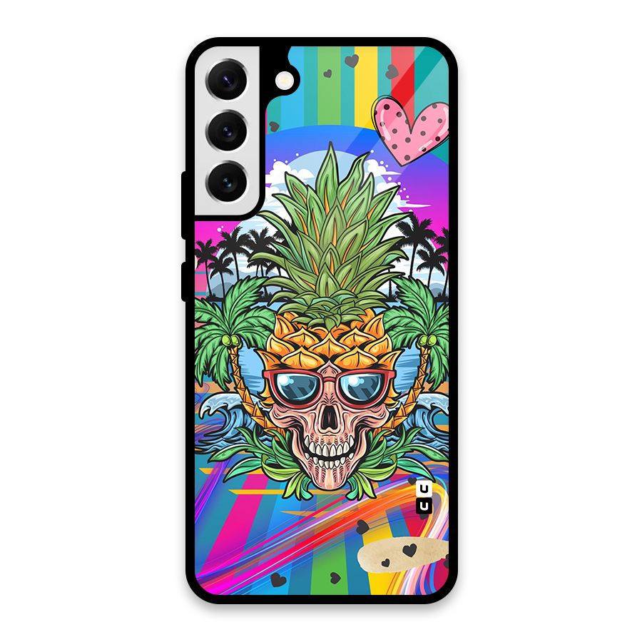 Cool Pineapple Skull Glass Back Case for Galaxy S22 Plus 5G
