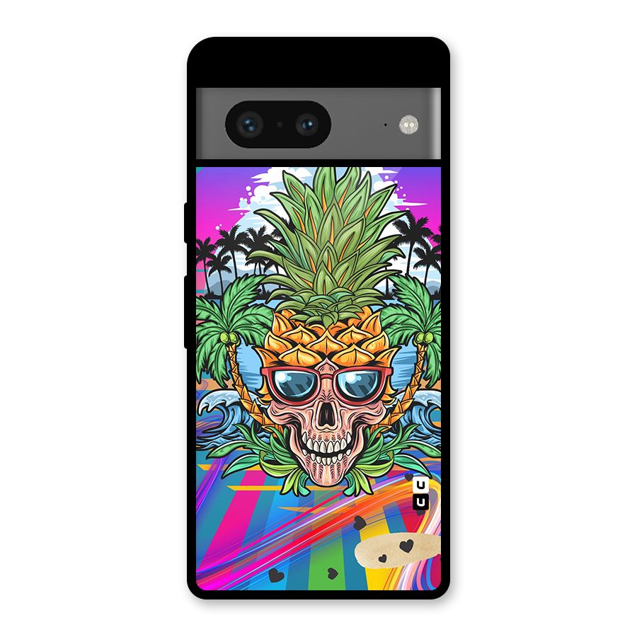 Cool Pineapple Skull Glass Back Case for Google Pixel 7