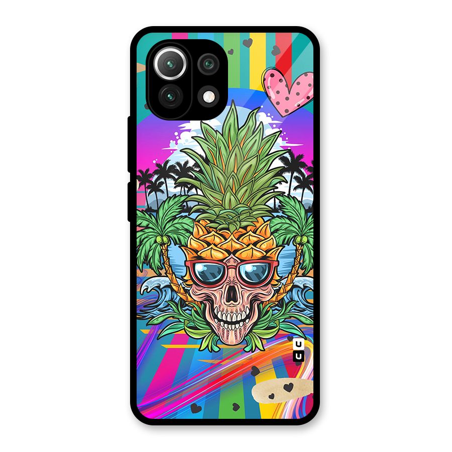 Cool Pineapple Skull Glass Back Case for Mi 11 Lite