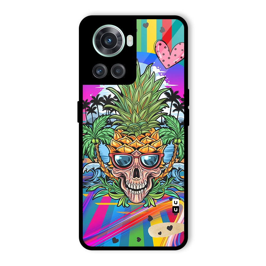 Cool Pineapple Skull Glass Back Case for OnePlus 10R