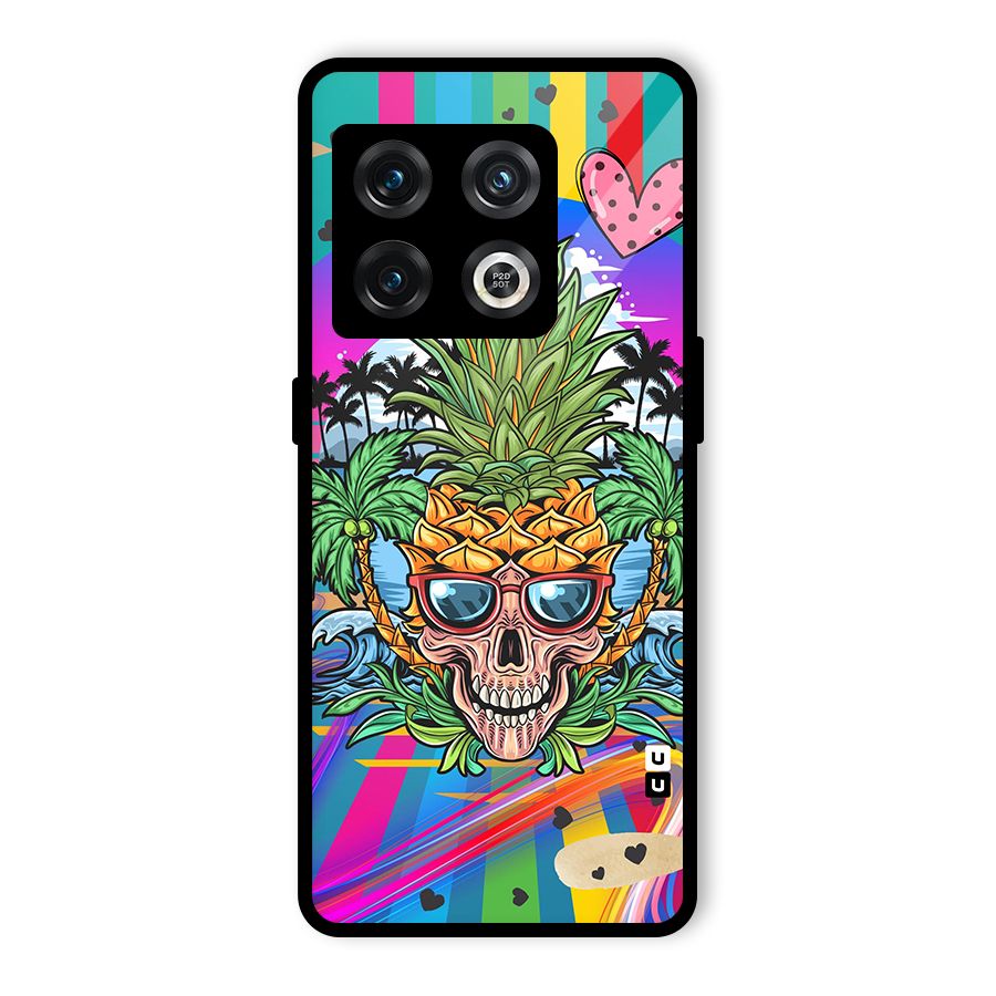Cool Pineapple Skull Glass Back Case for OnePlus 10 Pro 5G