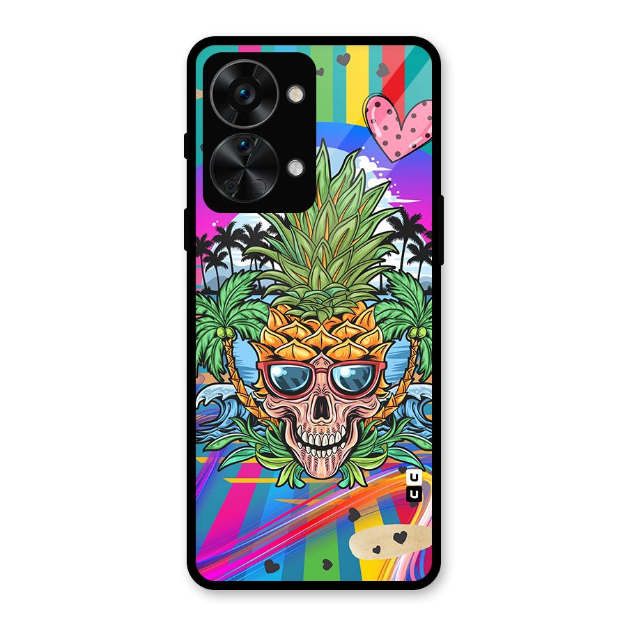 Cool Pineapple Skull Glass Back Case for OnePlus Nord 2T