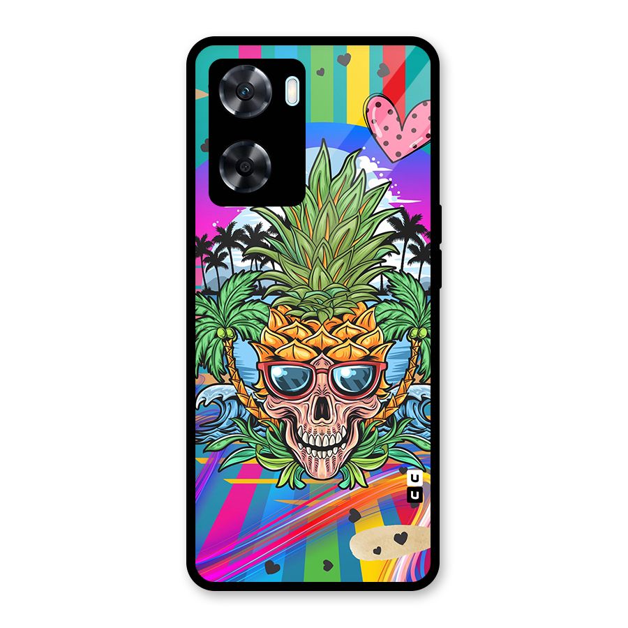 Cool Pineapple Skull Glass Back Case for Oppo A77