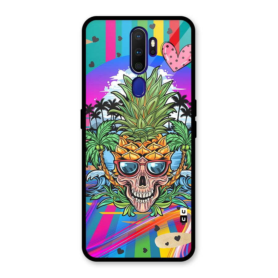 Cool Pineapple Skull Glass Back Case for Oppo A9 (2020)