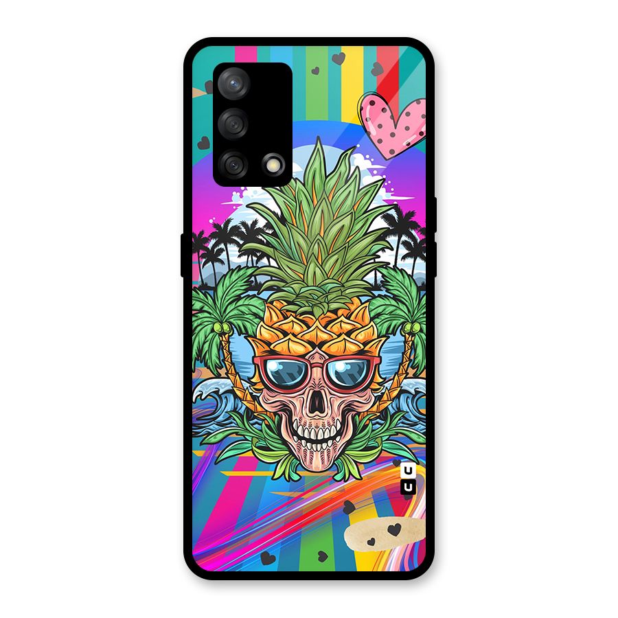 Cool Pineapple Skull Glass Back Case for Oppo F19