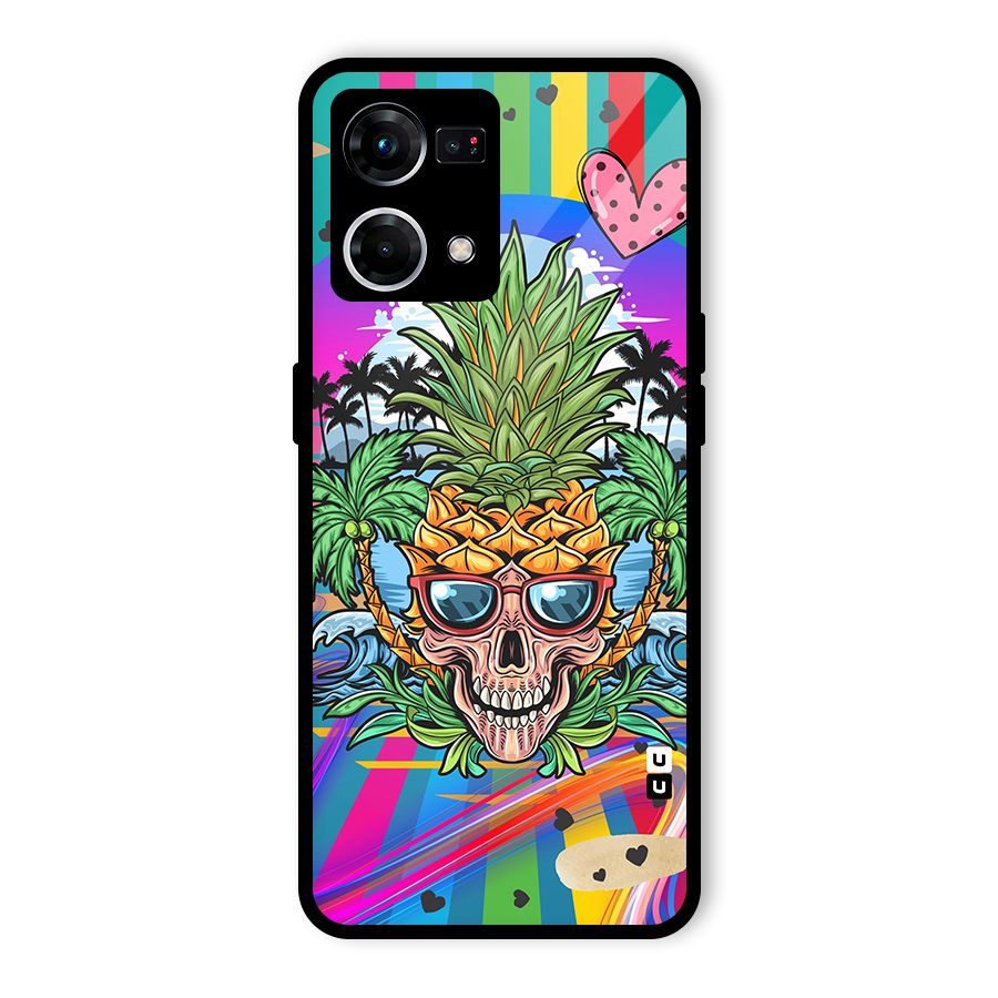 Cool Pineapple Skull Glass Back Case for Oppo F21 Pro 4G