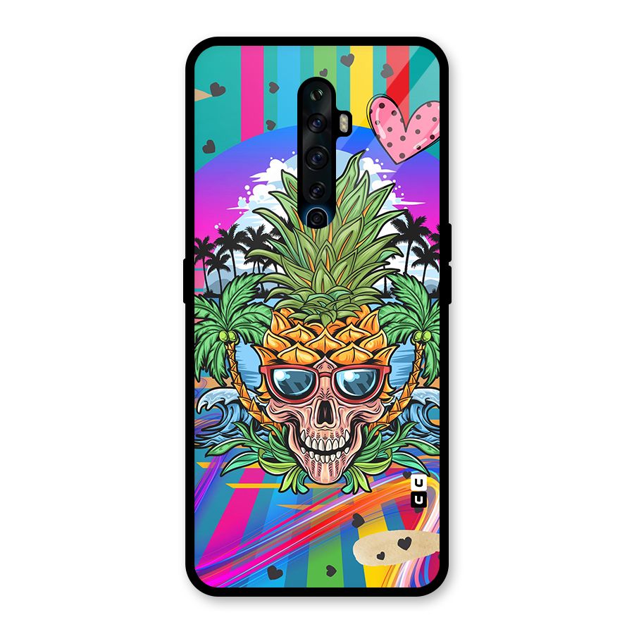 Cool Pineapple Skull Glass Back Case for Oppo Reno2 F