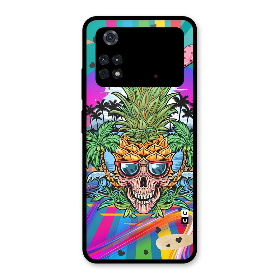 Cool Pineapple Skull Glass Back Case for Poco M4 Pro 4G