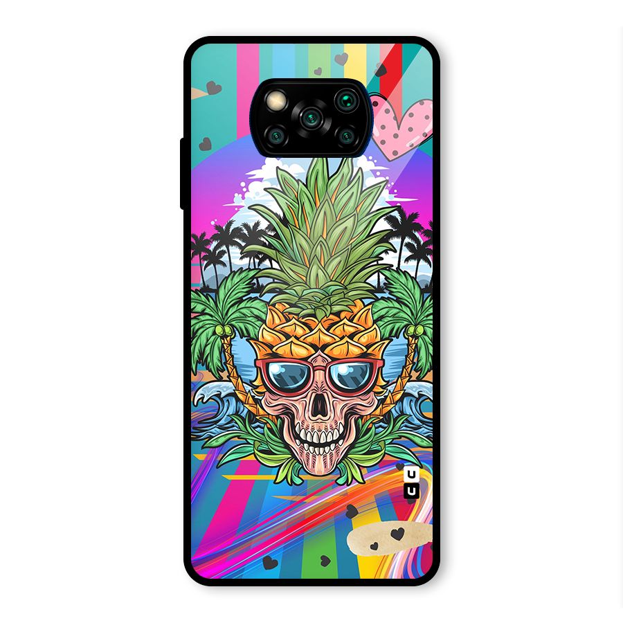 Cool Pineapple Skull Glass Back Case for Poco X3 Pro