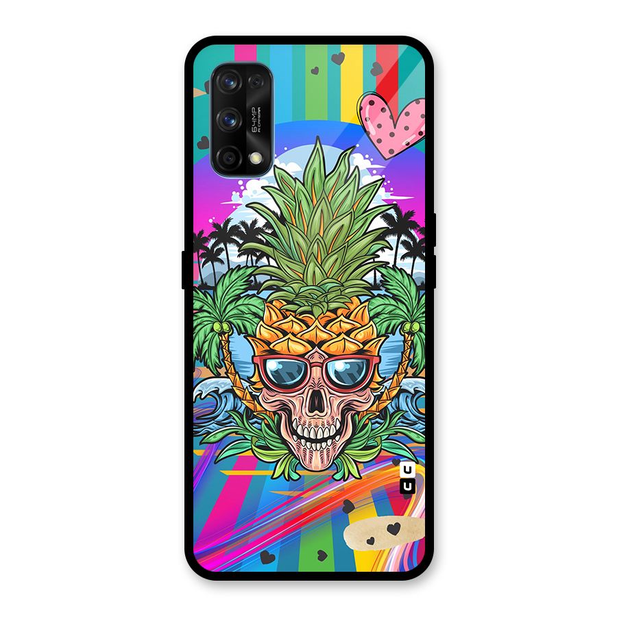 Cool Pineapple Skull Glass Back Case for Realme 7 Pro
