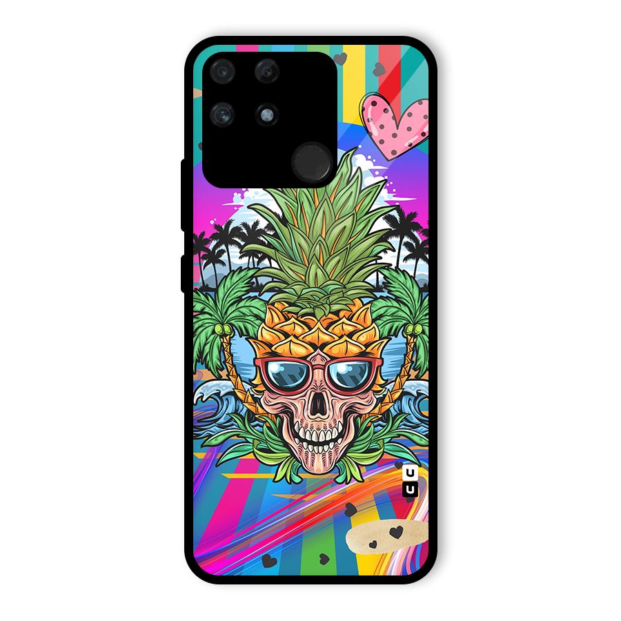 Cool Pineapple Skull Glass Back Case for Realme Narzo 50A