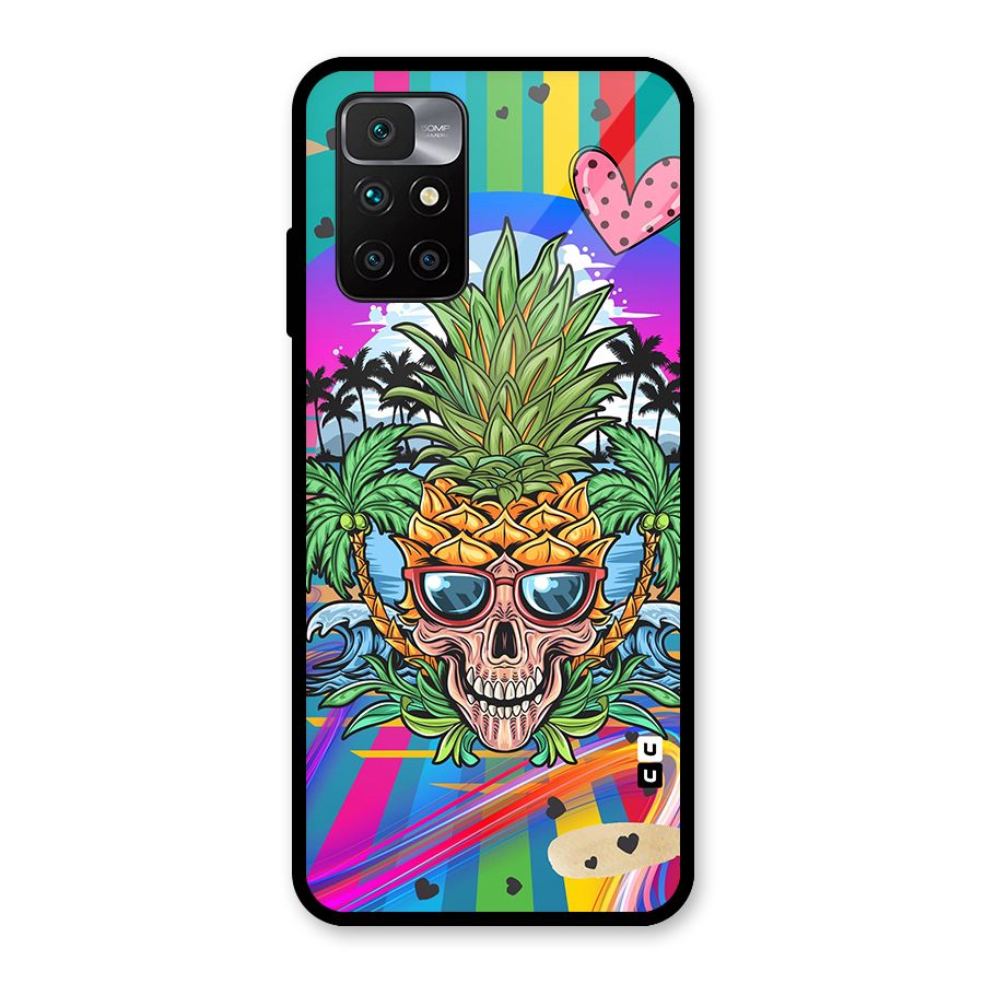 Cool Pineapple Skull Glass Back Case for Redmi 10 Prime