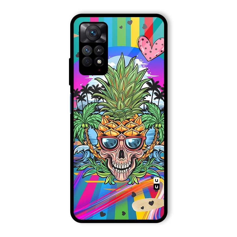 Cool Pineapple Skull Glass Back Case for Redmi Note 11 Pro Plus 5G