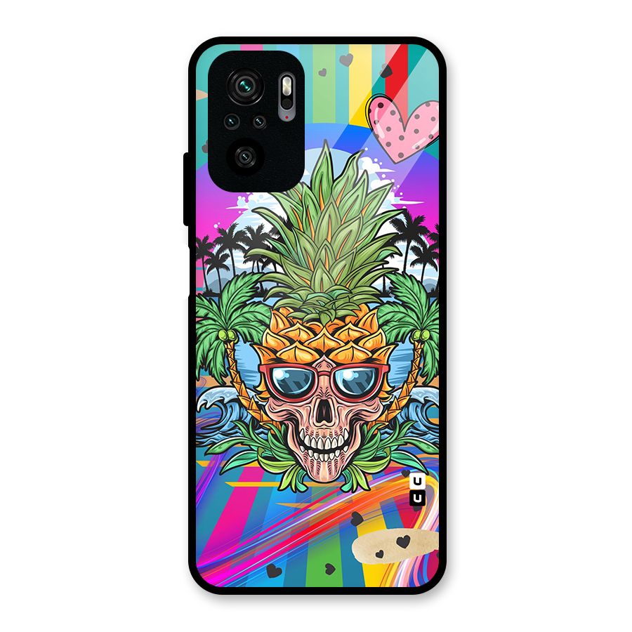 Cool Pineapple Skull Glass Back Case for Redmi Note 11 SE